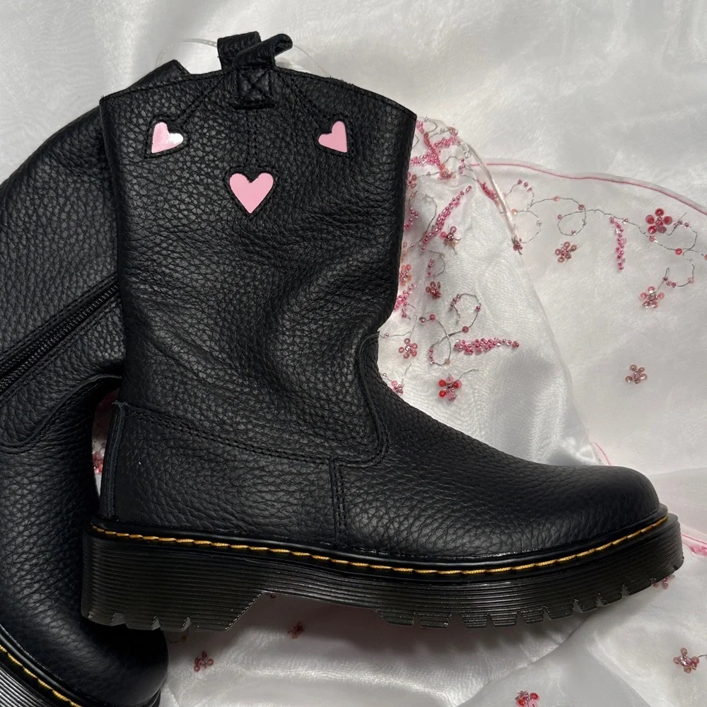Doc‎ Marten Black Leather Bex Heart Boots
